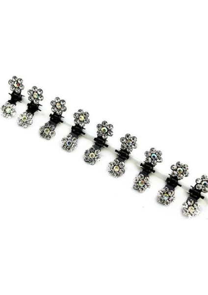 Beyaz Saç Aksesuarı Birçok Kız Tatlı Kristal Rhinestone Çiçekler Mini Saç Pençe Klip Saç Tokası Yaz Kişilik Tatlı Pimler (Yurt Dışından)