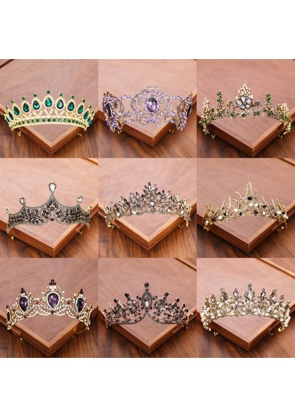 Kırmızı Vintage Barok Kraliçe Taç ve Tiara Kristal Rhinestone Taç Gelin Diadem Saç Takı Düğün Saç Aksesuarları Parti Tiaras (Yurt Dışından) fiyatları