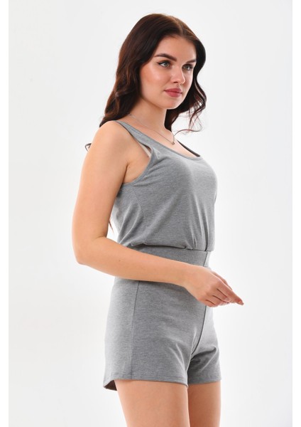 Extra Yumuşak Viskon Şort Home&beach-Gri Melanj