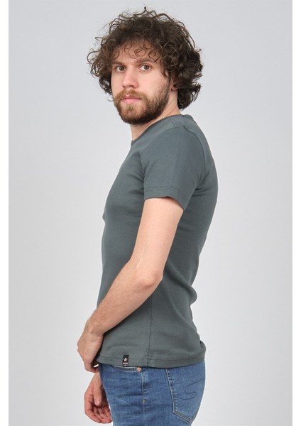 T-Shirt W23594 V Yaka Düz Ribana fırsatları