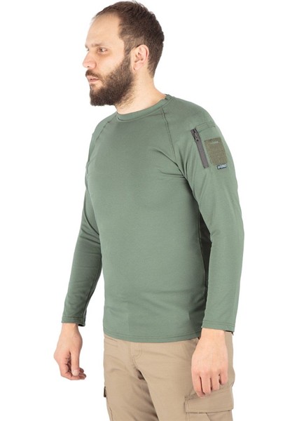 Combat Tactical Bisiklet Yaka Uzun Kollu Taktik Tişört Haki 801 Pike