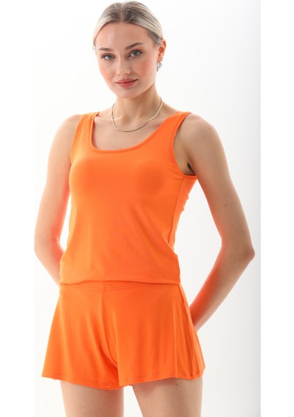 Extra Yumuşak Viskon Şort Home&beach-Turuncu