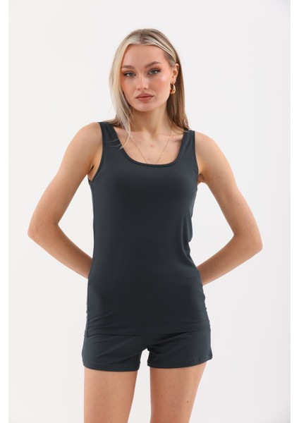 Extra Yumuşak Viskon Şort Home&beach-Füme