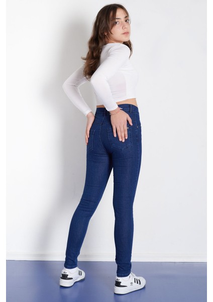 Lacivert Beli Lastikli Kız Çocuk Jean Pantolon 17760 fırsatları