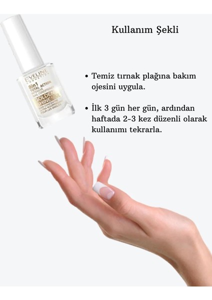 Eveline Cosmetics 8 In 1 Total Golden Shine Intensive Nail Conditioner 12ML Yoğun Tırnak Bakım Kremi