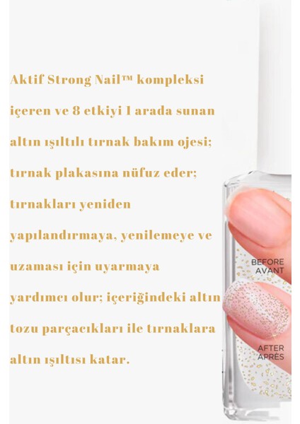 Eveline Cosmetics 8 In 1 Total Golden Shine Intensive Nail Conditioner 12ML Yoğun Tırnak Bakım Kremi