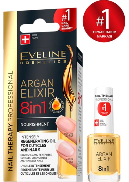 Eveline Argan Elixir 8 In 1 Nourishment Regenerating Oil 12 ml Tırnak Bakım Yağı