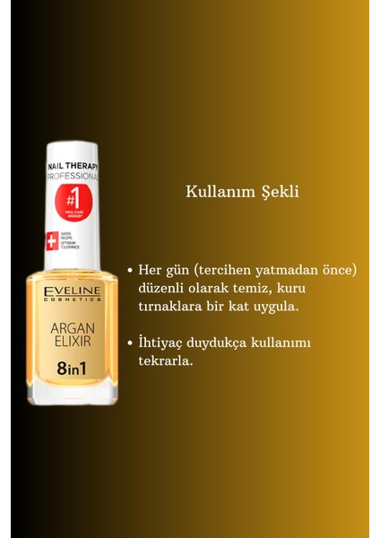 Eveline Argan Elixir 8 In 1 Nourishment Regenerating Oil 12 ml Tırnak Bakım Yağı