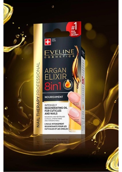 Eveline Argan Elixir 8 In 1 Nourishment Regenerating Oil 12 ml Tırnak Bakım Yağı