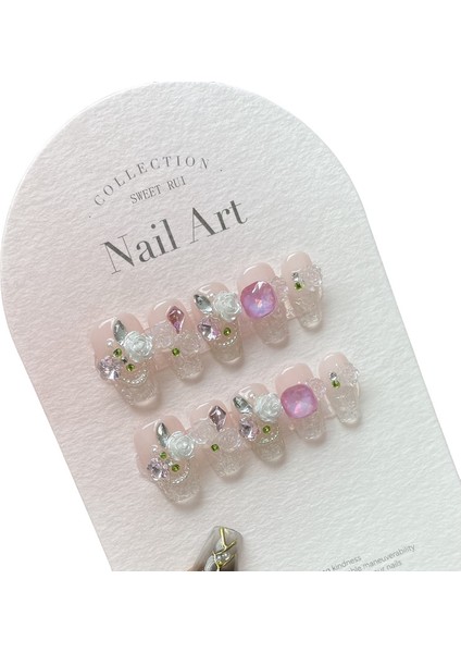 Desenli Takma Tırnak Modeli Seti 10 Parça 845 Beden: S (Yurt Dışından)
