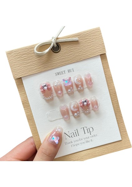 Desenli Takma Tırnak Modeli Seti 10 Parça 802 Beden: M (Yurt Dışından)