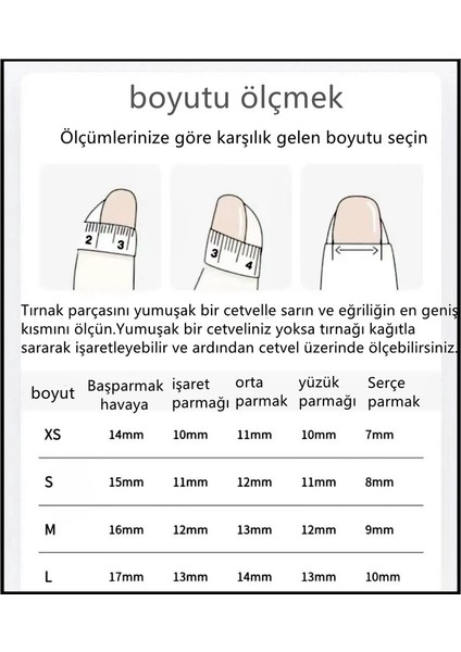 Desenli Takma Tırnak Modeli Seti 10 Parça 815 Beden: S (Yurt Dışından)