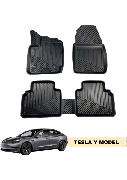 Tesla Y Model 3D Havuzlu Paspas