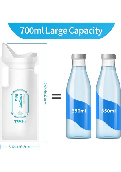 12PCS Tek Kullanımlık Idrar Torbası, Seyahat Kamp Için 700ML Idrar Torbası Acil Durum ve Trafik Sıkışıklığı, Erkek Için Çiş Torbası, Kadın (Yurt Dışından)