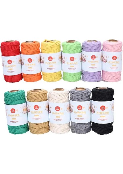 No.11 Stili 3mm Boho Kordonları Halat Ipliği Renkli % 100% Pamuk Bükülmüş Makrome Paraşüt Kordonları Dize Dıy El Yapımı Ev Scrapbooking El Sanatları (Yurt Dışından)