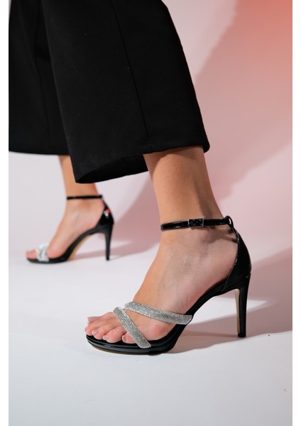 Laredo Siyah Rugan Taşlı Kadın Platform Topuklu Abiye Ayakkabı