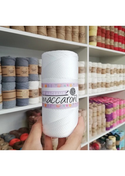 Beyaz Tarzı Polyester Makrome - Leke Tutmaz gr Kalınlık: Örgü Çanta - El Yapımı - Halat - Örgü Çanta - Kadın Çanta (Yurt Dışından)