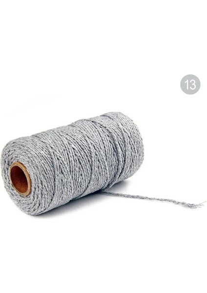 Gri Stil 100 Yard 100% Saf Pamuk Bükülmüş Kordon Halat El Sanatları Makrome Artisan Dize Fırıncı Sicim Çok Renkli Pamuk Keten Halat Ev Tekstili (Yurt Dışından)