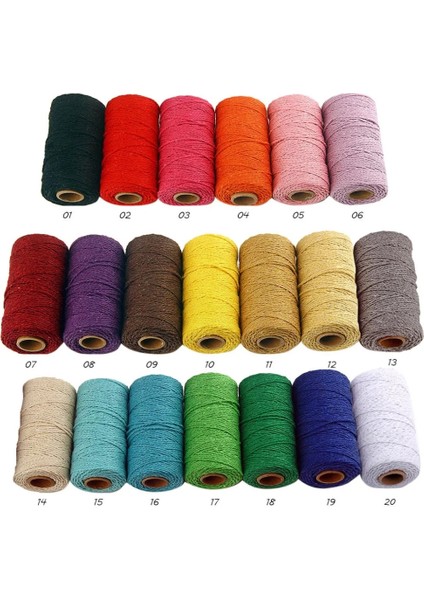 Gri Stil 100 Yard 100% Saf Pamuk Bükülmüş Kordon Halat El Sanatları Makrome Artisan Dize Fırıncı Sicim Çok Renkli Pamuk Keten Halat Ev Tekstili (Yurt Dışından)