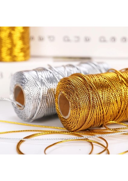 Gd Stili 100MROLL Altın Gümüş Kırmızı Kordonlar Metalik Sicim Kaymaz Dize Askı Ipliği Hediye Çanta Dikiş Aksesuarları (Yurt Dışından) fırsatları