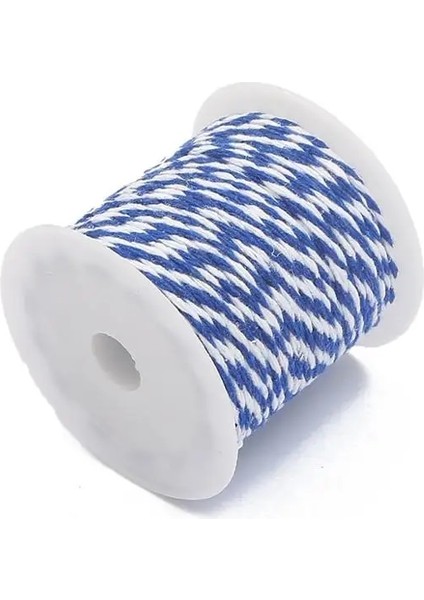 Kraliyet Mavisi - Beyaz Stil 10 Metersroll Pamuk Fırıncı Sicim Halat Kordon Düğün Dekorasyon Için Doğal Pamuklu Dıy El Yapımı Zanaat Aksesuarları (Yurt Dışından)