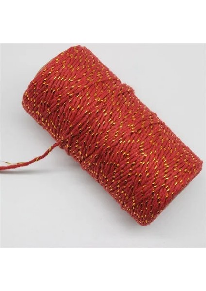 Kırmızı Altın Tarzı 100 M * 2 mm Çift Renk Pamuklu Fırıncı Halat Sicim El Yapımı Aksesuarlar Için Düğün Parti Dekorasyon Hediye Dıy Sarma (Yurt Dışından)