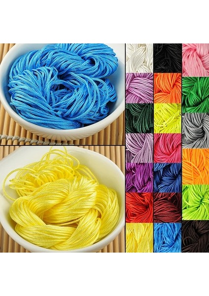 No.5 Tarzı 20MLOT 1mm Saten Naylon Kordon, Rattail Kordon Çin Düğüm Karışık Renkler Dıy Kolye Bilezik Örgülü Dize Rulo Püsküller Boncuk (Yurt Dışından)
