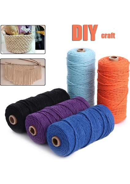 Yeşil Stil 22 Renk Yards Renkli Dıy Uzun Makrome Pamuk Bükülmüş Kordon Halat 3mm El Sanatları Dize Örgülü Tel (Yurt Dışından)