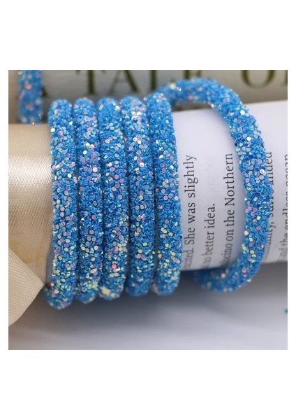 Gök Mavisi Tarzı 1 Yard 6mm Glitter Sequins Rhinestones Yumuşak Tüp Kordon Halat Dize Dıy Giyim Ayakkabı Için Şapka Takı Bilezik Parti Dekorasyon (Yurt Dışından)
