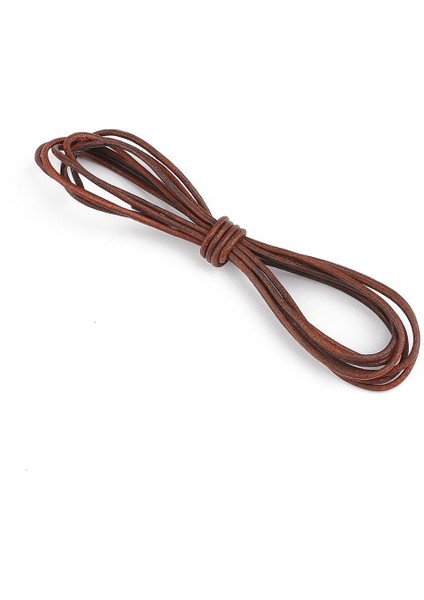 Yuvarlak 2mm Tarzı 2 Metre Retro Hakiki Deri Kordon Roundflat Strand Inek Deri Halat Doğal Kahverengi Renk Dıy Takı Dikiş Malzemeleri (Yurt Dışından)