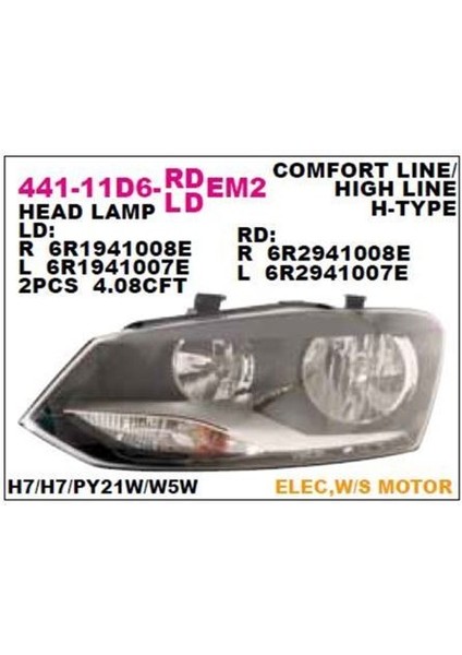 DPO-44111D6LMLDEM2 On Far Sol Siyah Volkswagen Polo Vı 09-