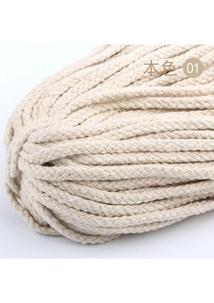 Bej Tarzı Renkli 5mm Pamuk Kordon Bükülmüş Halat Yüksek Mukavemetli Makrome Dıy Tekstil El Sanatları Dokuma Dize Ev Dekorasyon Touw 4 Yards (Yurt Dışından)