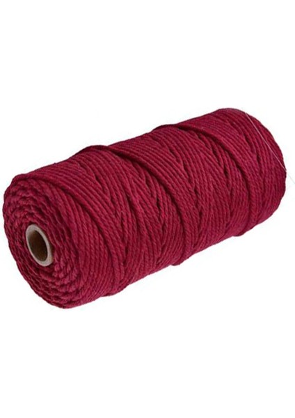 Şarap Kırmızısı Stili % Pamuk Makrome Kordon Renkli Kordon Halat Bükülmüş Makrome Dize Dıy Ev Tekstili Düğün Dekoratif Goblen Sanatı 110 Yards (Yurt Dışından)