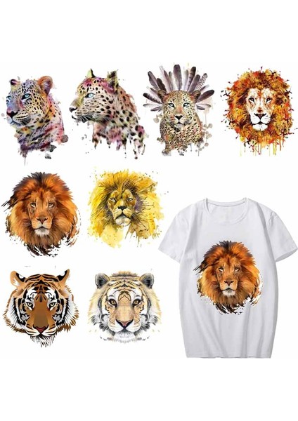 NO.2522 Stili Demir On Tiger Lion Leopard Giyim Için Yamalar Dıy T-Shirt Aplike Isı Transferleri Vinil Çıkartmalar Giysiler Için Termal Basın H (Yurt Dışından)