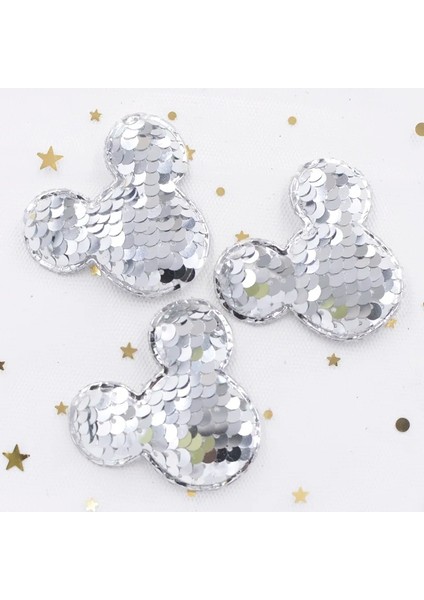 Gümüş Tarzı Glitter Sequins Kumaş Fare Yastıklı Yamalar Dıy El Sanatları Giysileri Için Fare Aplikleri Şapkalar Firkete Süs Aksesuarları F29 (Yurt Dışından)