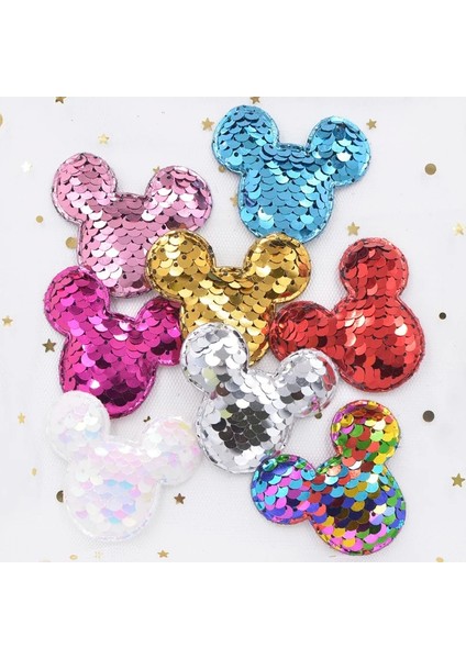 Gümüş Tarzı Glitter Sequins Kumaş Fare Yastıklı Yamalar Dıy El Sanatları Giysileri Için Fare Aplikleri Şapkalar Firkete Süs Aksesuarları F29 (Yurt Dışından)