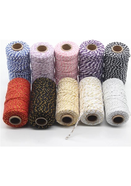 Kraliyet Mavisi Beyaz Tarzı 100 M * 2 mm Çift Renk Pamuklu Fırıncı Halat Sicim El Yapımı Aksesuarlar Için Düğün Parti Dekorasyon Hediye Dıy Sarma (Yurt Dışından) fiyatları