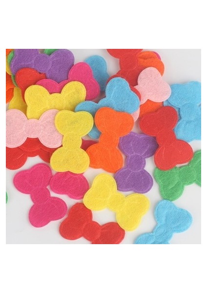28X18MM Kelebek Stili Beadia El Sanatları Lot Rastgele Karışık Düz Renk Çok Şekiller Keçe Yama Etiket Aplike Scrapbooking Dıy Dikiş Aksesuarı (Yurt Dışından)