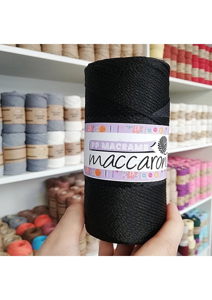 Siyah Stil Polyester Makrome - Leke Tutmaz gr Kalınlık: Örgü Çanta - El Yapımı - Halat - Örgü Çanta - Kadın Çanta (Yurt Dışından)