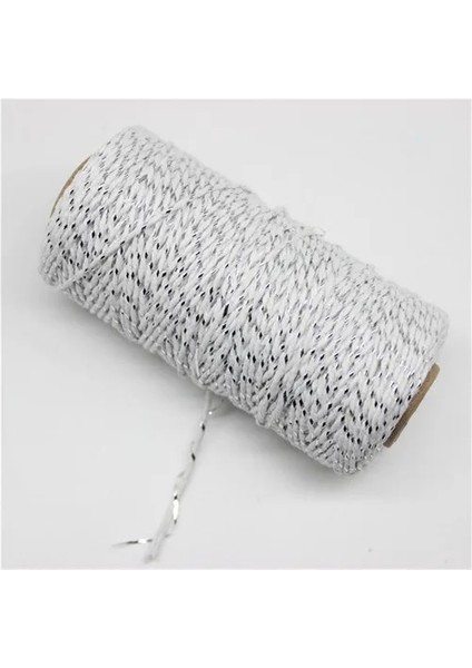 Beyaz Gümüş Tarzı 100 M * 2 mm Çift Renk Pamuklu Fırıncı Halat Sicim El Yapımı Aksesuarlar Için Düğün Parti Dekorasyon Hediye Dıy Sarma (Yurt Dışından)