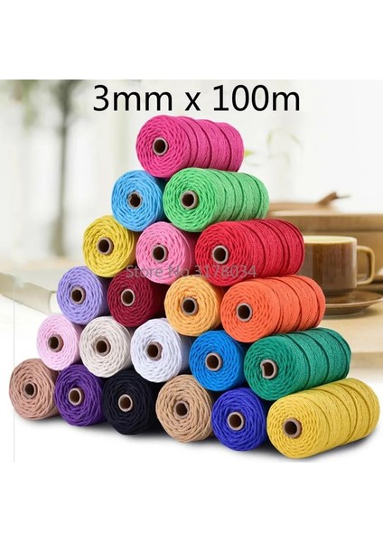 Gri Stil % Pamuk Kordonlar Renkli Kordon Bej Bükülmüş Makrome Dize Dıy Ev Tekstili Düğün Dekoratif Goblen Sanatı 110 Yards (Yurt Dışından)