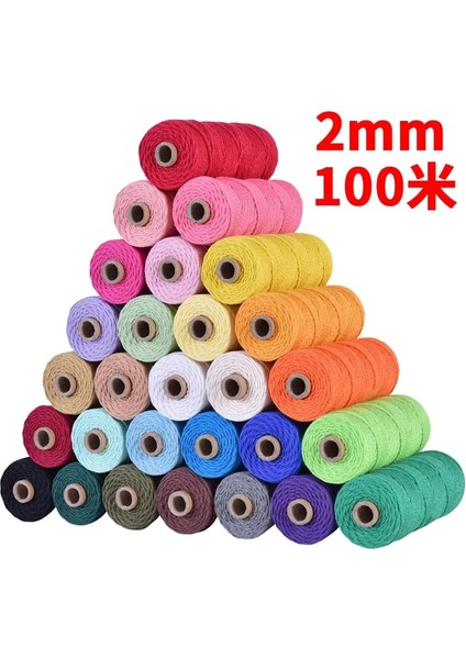 Açık Sarı Stil El Yapımı Boho Dekor % Pamuk Kordon Renkli Kordon Halat Bükülmüş Makrome Dize Dıy Ev Düğün Dekorasyon Kaynağı 110 Yards (Yurt Dışından)