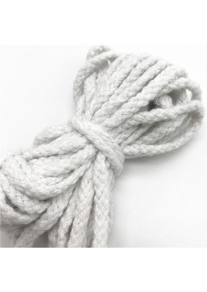 Beyaz Stil 5 Yards 6mm Pamuk Halat El Sanatları Dekoratif Bükülmüş Kordon Halat El Yapımı Dekorasyon Için Dıy Kordon Ficelles Couleurs Iplik Kordon (Yurt Dışından)