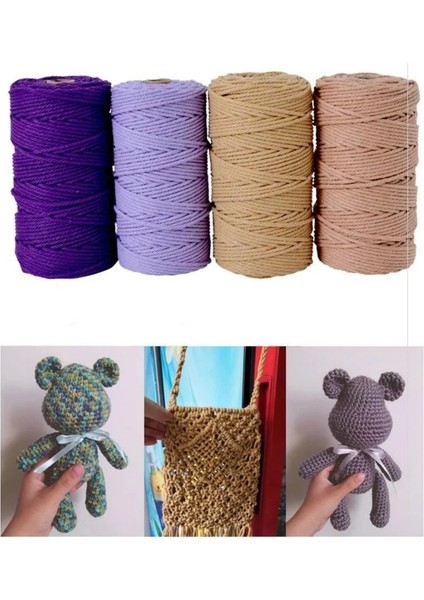 Derin Mor Tarzı % Pamuk Kordon Renkli Kordon Halat Bej Bükülmüş Dıy Craft Makrome Dize Ev Tekstili Düğün Dekoratif Tedarik 110 Yards (Yurt Dışından) modelleri