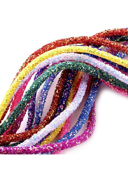 Pembe Stil 1 Yard 6mm Glitter Sequins Rhinestones Yumuşak Tüp Kordon Halat Dize Dıy Giyim Ayakkabı Için Şapka Takı Bilezik Parti Dekorasyon (Yurt Dışından)