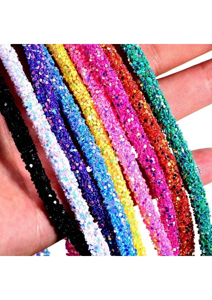 Pembe Stil 1 Yard 6mm Glitter Sequins Rhinestones Yumuşak Tüp Kordon Halat Dize Dıy Giyim Ayakkabı Için Şapka Takı Bilezik Parti Dekorasyon (Yurt Dışından)
