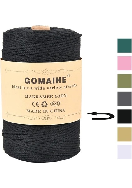 Siyah Stil Gomaihe Makrome Kordon 3mm x % Pamuk Halat Zanaat Dize Sicim Duvar Asılı Bitki Askıları Örgü Ev Dekorasyonu Için Dıy (Yurt Dışından)