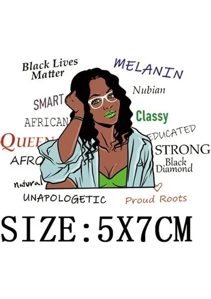 C-050-2 Stili Moda Afrika Bayan Termal Demir-On Isı Transferi Etiket Siyah Kadın T-Shirt Hoodies Giysiler Için Yamalar Aplike Dekorasyon (Yurt Dışından)