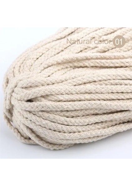 01 Doğal Renk Stili 25 Yards 7mm Pamuk Halat El Sanatları Dekoratif Bükülmüş Kordon Halat El Yapımı Dekorasyon Için Dıy Kordon Ficelles Couleurs Iplik Kordon (Yurt Dışından)