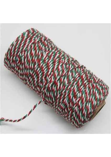 Kırmızı Yeşil Beyaz Stil 100 M * 2 mm Çift Renk Pamuklu Fırıncı Halat Sicim El Yapımı Aksesuarlar Için Düğün Parti Dekorasyon Hediye Dıy Sarma (Yurt Dışından)